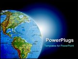 PowerPoint Template - World map with the two Americas on a blue background