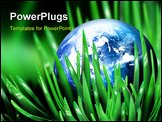 PowerPoint Template - blue world in the grass - computer generated for your projects