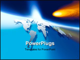 PowerPoint Template - Map of the World view fron the space with a fireball