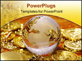 PowerPoint Template - Glass globe with gold coins and gold watch.