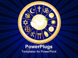 PowerPoint Template - Dove of Peace with symbols of 12 world religions in a royal blue and gold medallion