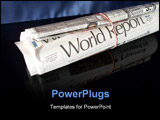 PowerPoint Template - Rolled up daily news paper with mirror reflection ** Note: Slight blurriness, best at smaller sizes