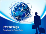 PowerPoint Template - The metaphor of international air travel around the globe