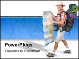 PowerPoint Template - smiling hiker with map on white background