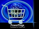 PowerPoint Template - Symbol of shopping cart with the world