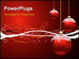 PowerPoint Template - Hanging snowy baubles on a decorative Christmas background