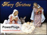 PowerPoint Template - Image and illustration composition Christmas Nativity scene for card or background with gold text