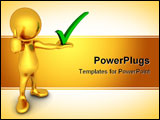 PowerPoint Template - Three-dimensional render of a cute little golden human figure being positive