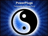 PowerPoint Template - yin yang symbol of harmony and meditation on grunge blue spiral background
