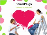 PowerPoint Template - Young caucausian couple with paint brushes together
