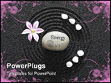 PowerPoint Template - Zen garden in black sand with stone of energy